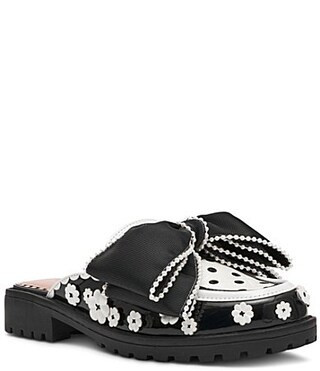 Betsey Johnson Gladdys Polka Dot Pearl Embellished Oversized Bow Loafer Mules -  9.5 | Dillard's