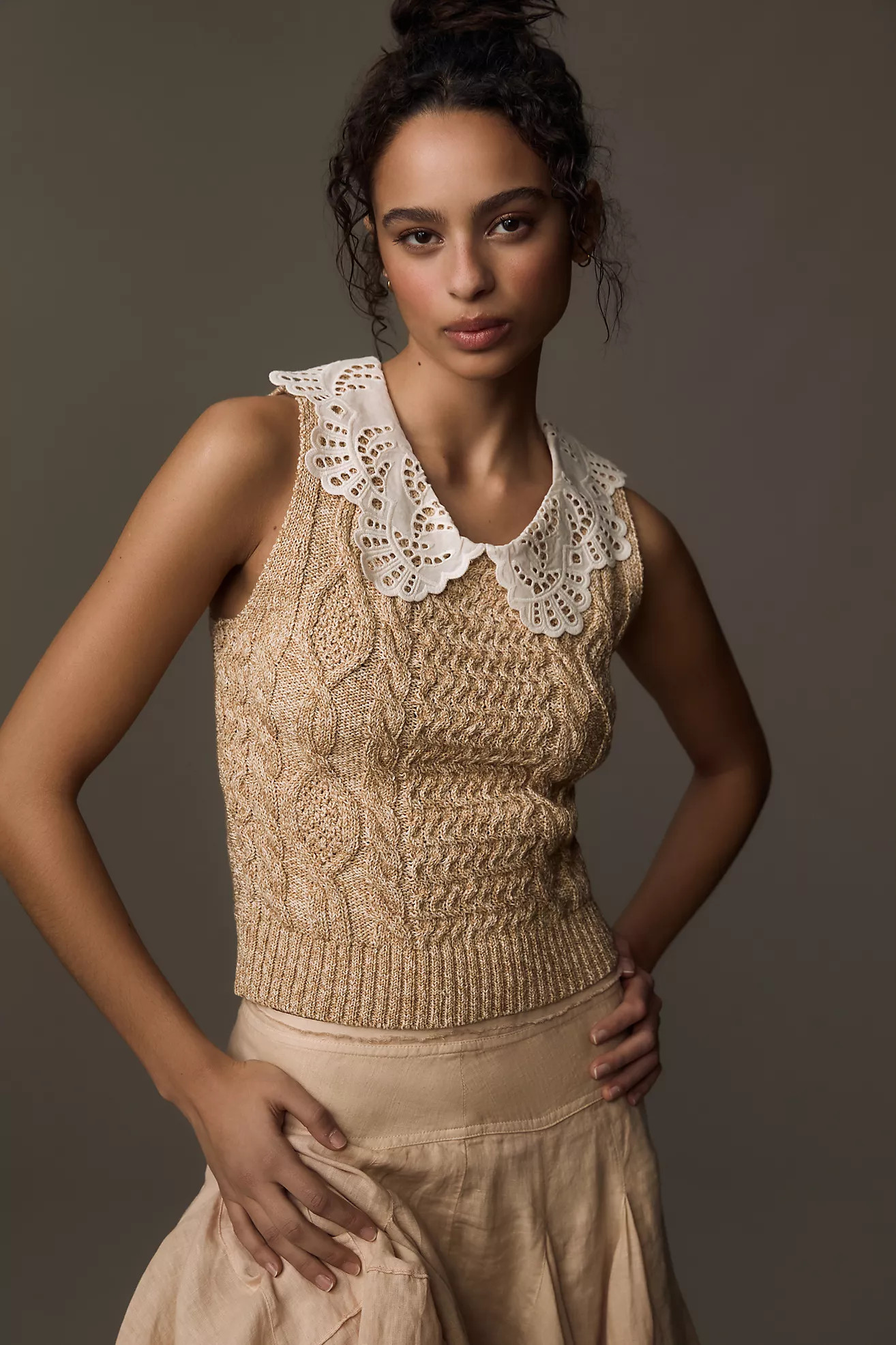 By Anthropologie Lace Collar Sweater Tank | Anthropologie (US)