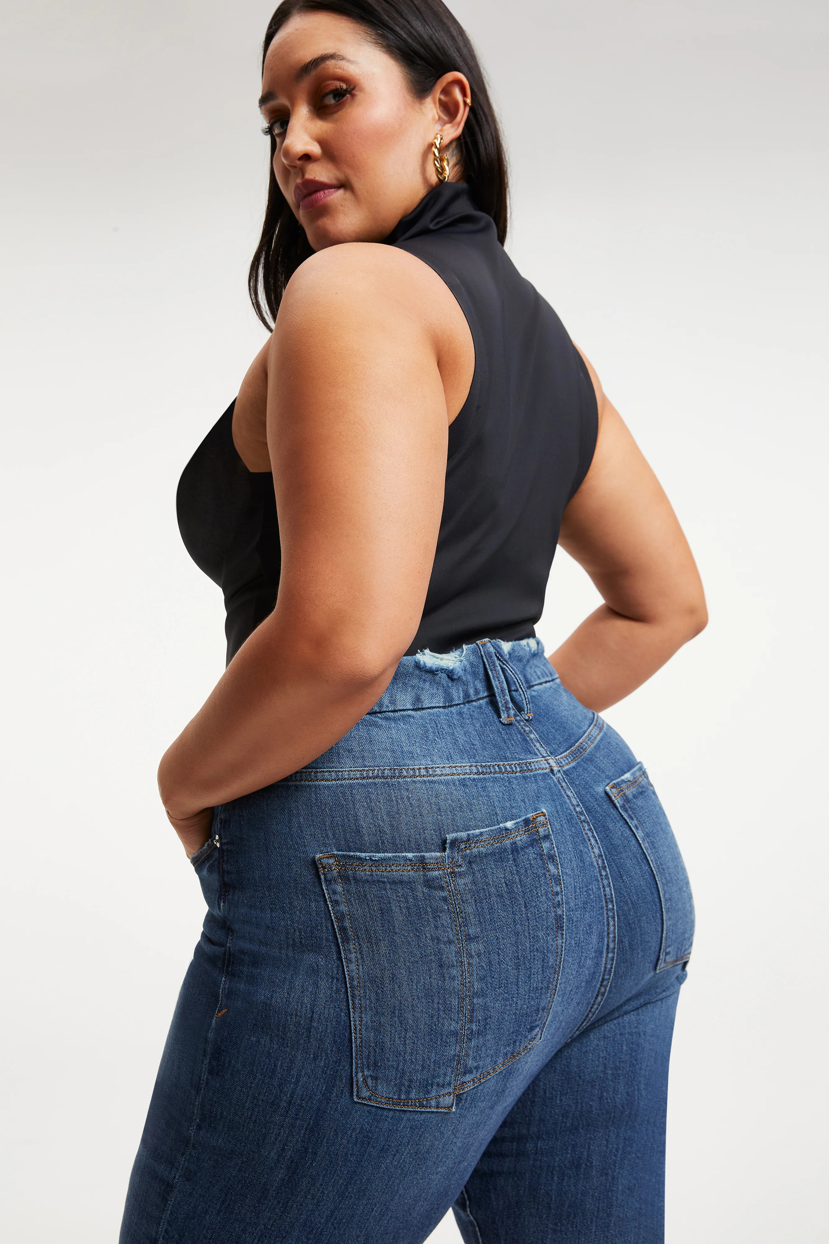 GOOD STRAIGHT SPLIT POCKETS | INDIGO032 | Good American