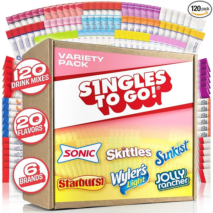 Singles To Go! 120ct Bulk Variety Pack - 20 Different Flavors from Skittles, Sonic, Sunkist, Star... | Amazon (US)