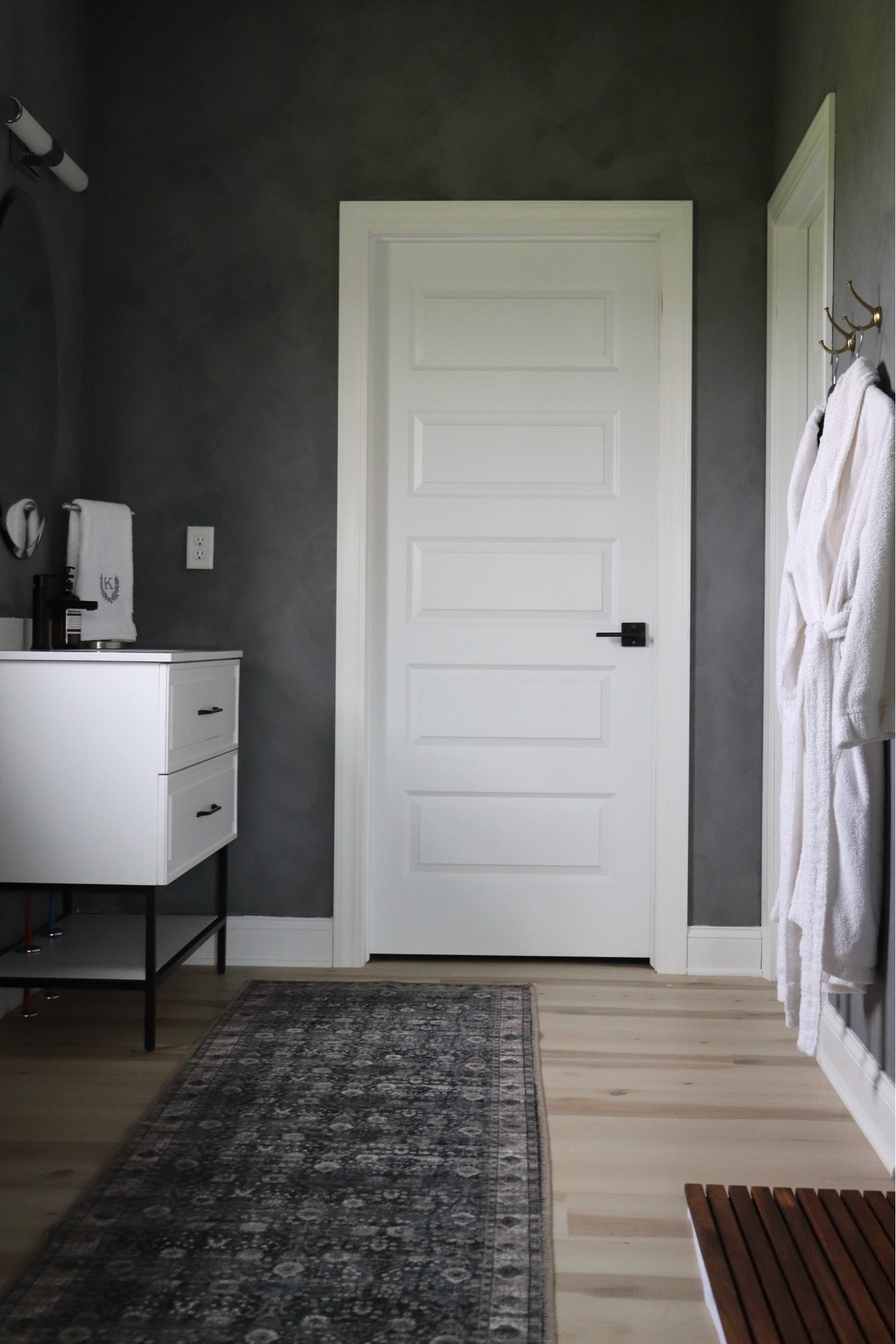 Primary Bathroom Sources:

Moody bathroom. Limewash. Bathroom ideas. Bathroom inspo. Vintage home decor. Vintage rug runner. Wood shower floor mat. White towel bathrobes. Vintage gold hooks. White modern vanity. Freestanding towel holders. Embroidered hand towel. Oval mirror. Modern light fixture. Home decor. Vintage modern home decor.



#LTKhome #LTKfindsunder100 #LTKfindsunder50