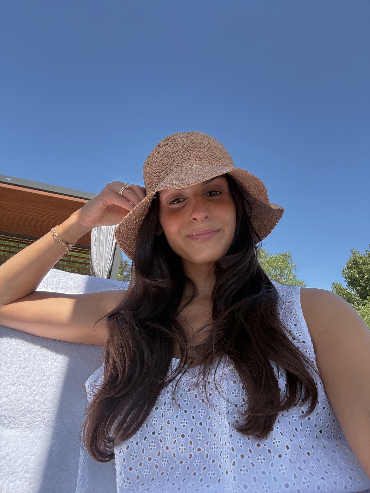 Wearing size small in hat!