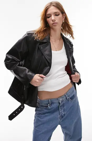 Oversize Leather Biker Jacket | Nordstrom