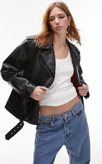 Oversize Leather Biker Jacket | Nordstrom
