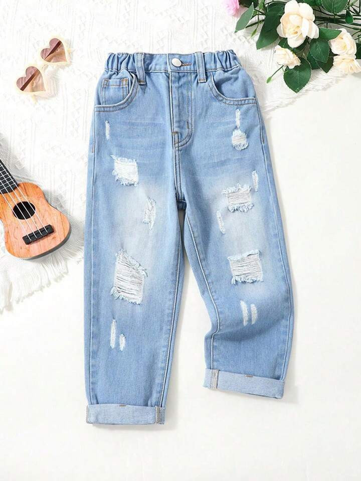 Toddler Girls Ripped Washed Jeans | SHEIN