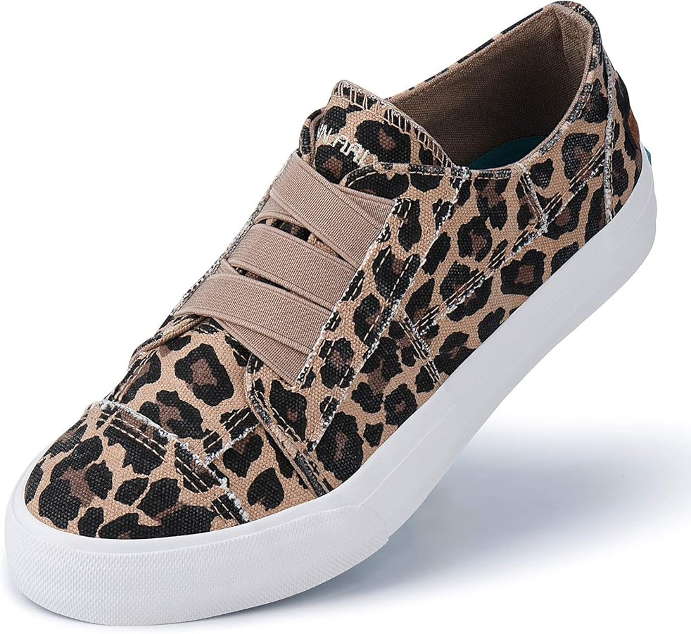 JENN ARDOR Women's Stylish Slip On Sneakers No Laces Elastic Low Top Canvas Sneakers Trendy Flats... | Amazon (US)