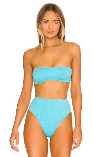 Jean Plisse Beandeau Bikini Top in Aquamarine | Revolve Clothing (Global)