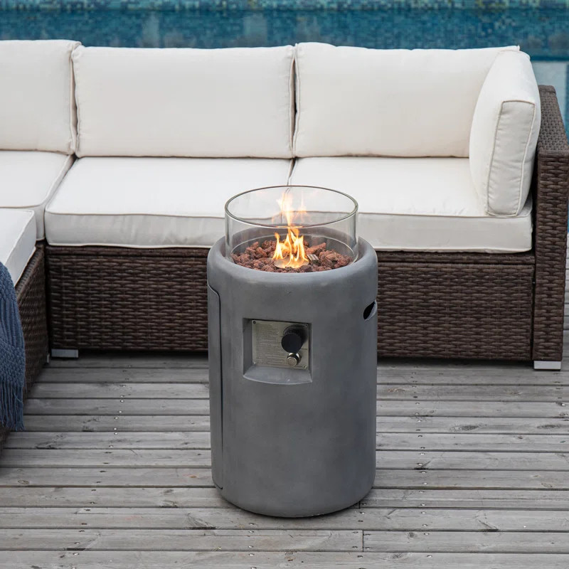 Sonder Sandstone Outdoor Concrete Propane Fire Column | Wayfair North America