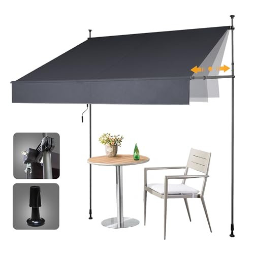 HOMEDEMO Manual Retractable Awning,Side Bar 47-59in Patio Awning Retractable Outdoor Height Adjustable Sunsetter Retractable Awning for Backyard Garden Charcoal 138" W x 118" H | Amazon (US)