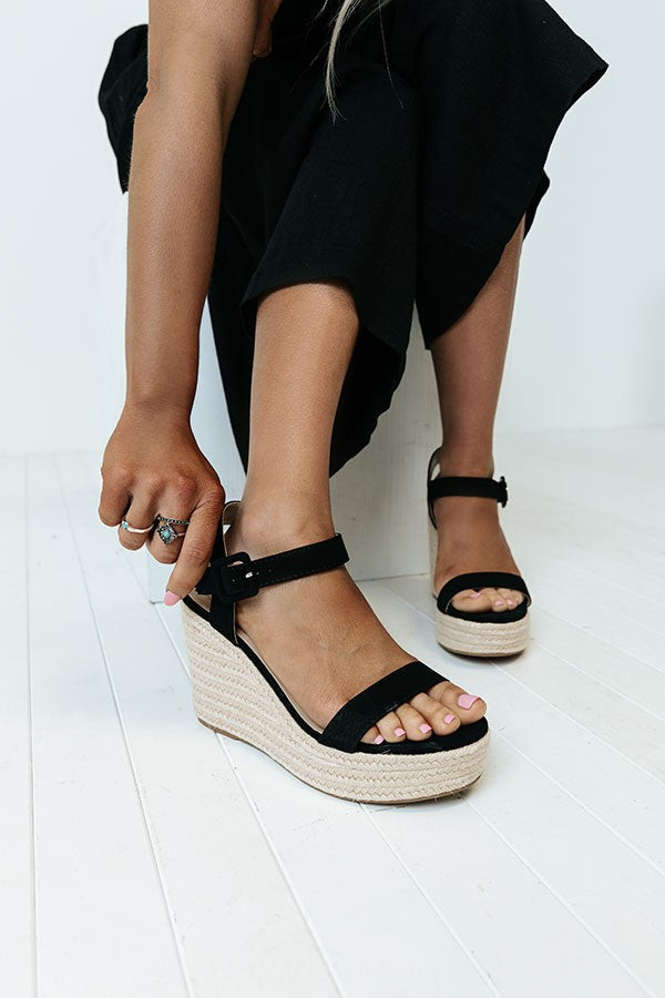 The Allis Faux Nubuck Wedge In Black | Impressions Online Boutique