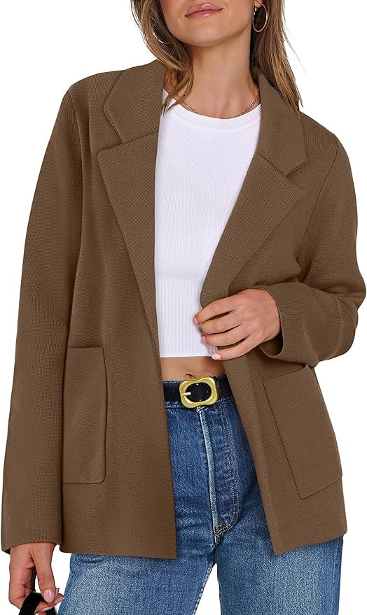 ANRABESS Womens Sweater Blazer 2025 Fall Cardigan Chunky Knit Jacket Coats | Amazon (US)