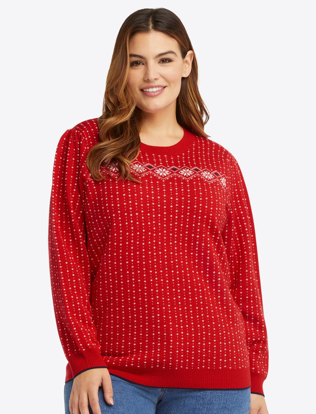 Puff Sleeve Sweater in Fairisle | Draper James (US)
