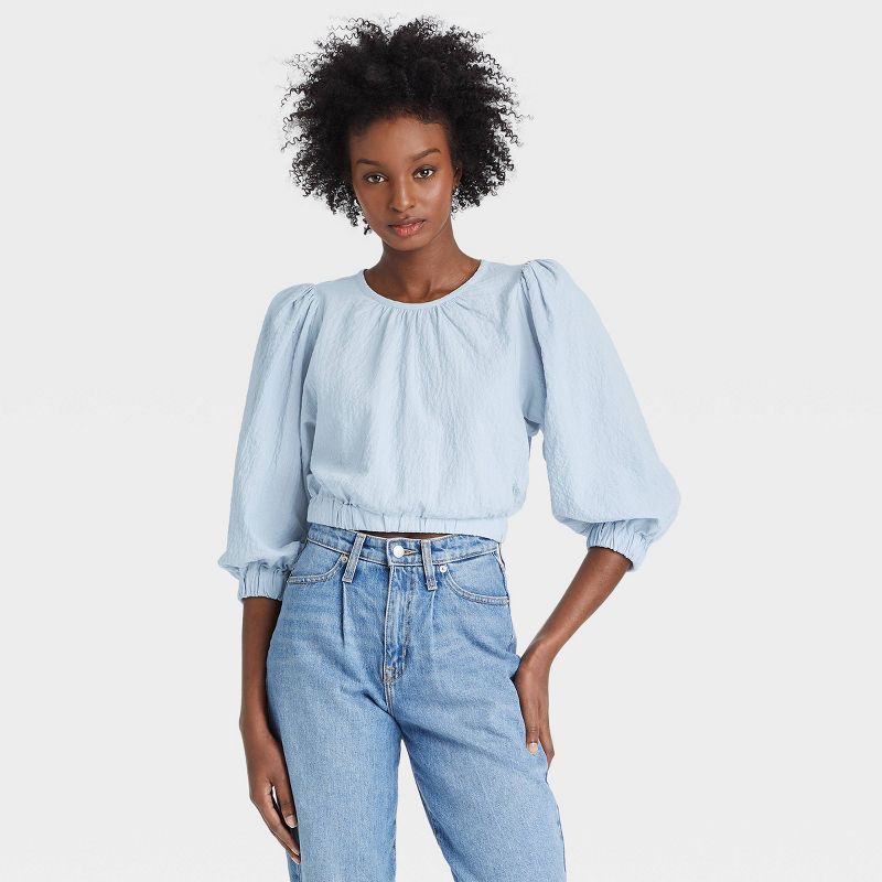 Women's 3/4 Sleeve Bubble Hem Top - A New Day™ | Target