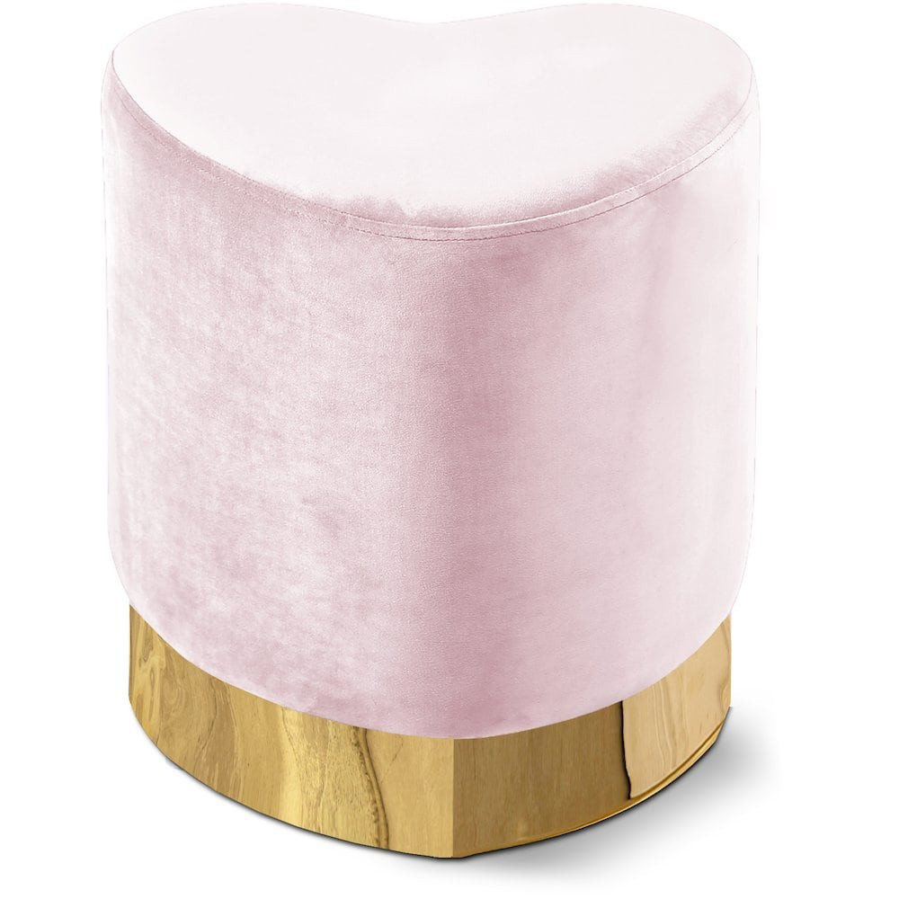 Meridian Heart Pink Velvet Ottoman Stool Stainless Steel one_size | 125PINK | Lowe's