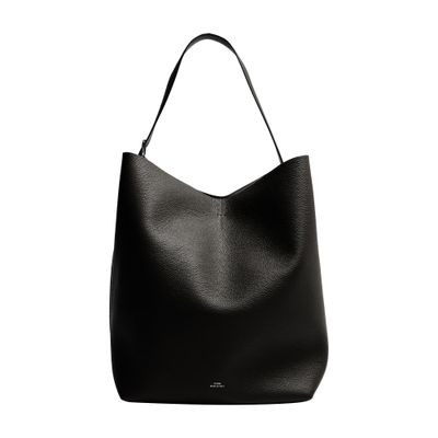 Belted grained-leather tote black | 24S US