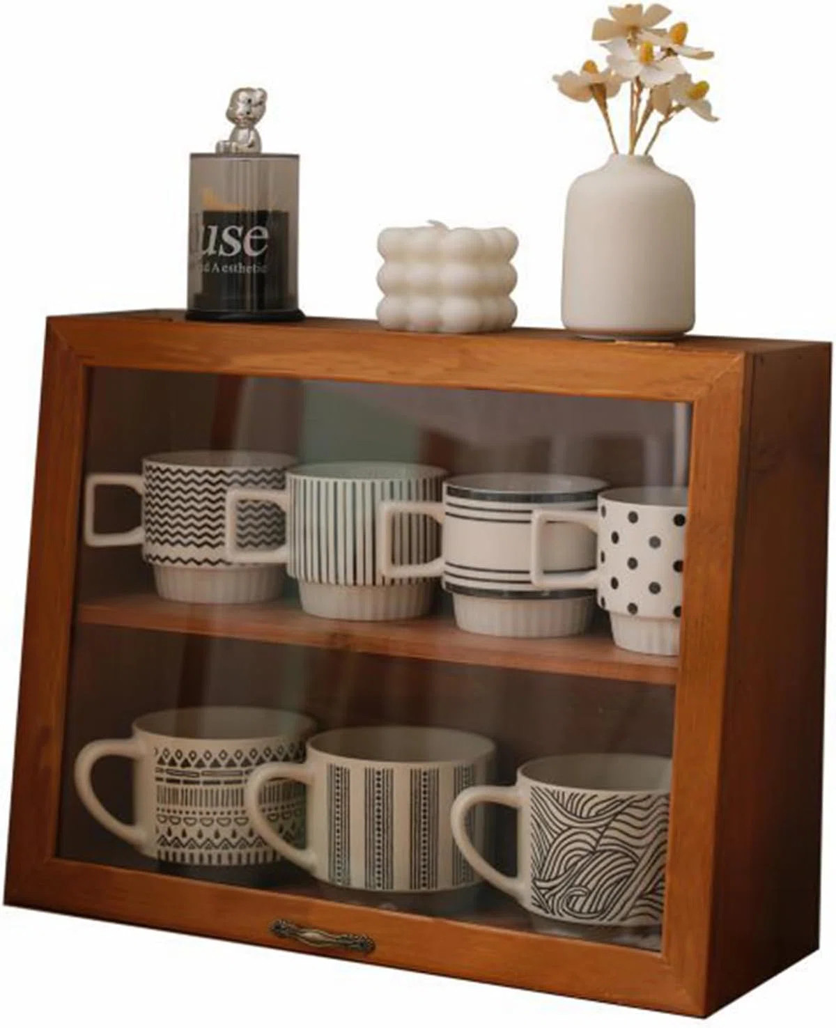 Ebern Designs 2 Tiered Wood Countertop Cabinet, Small Storage Cabinet With Doors, Wood Organizer ... | Wayfair North America