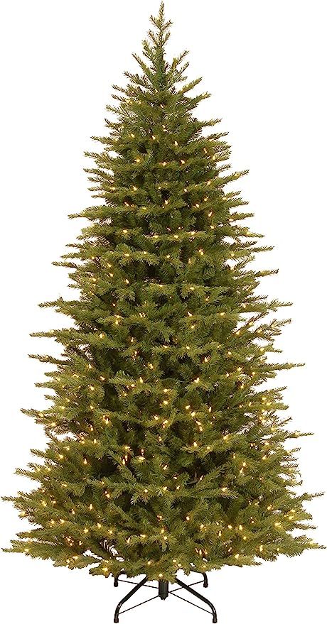 Amazon.com: National Tree Company Pre-Lit 'Feel Real' Artificial Slim Christmas Tree, Green, Nord... | Amazon (US)