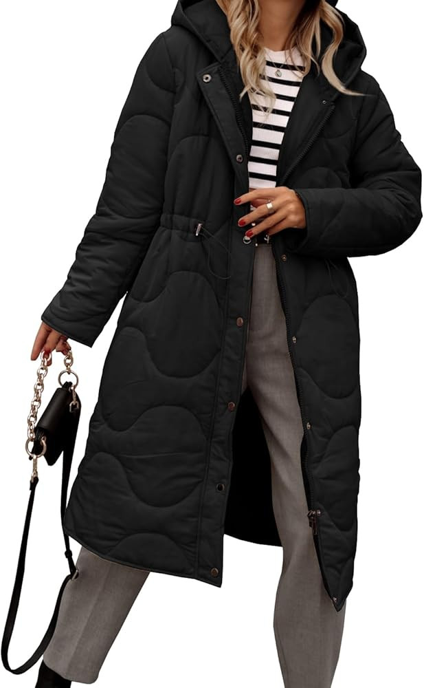 Saodimallsu Women's Winter Puffer Padded Coats Quilted Lightweight Hooded Long Jackets | Amazon (US)