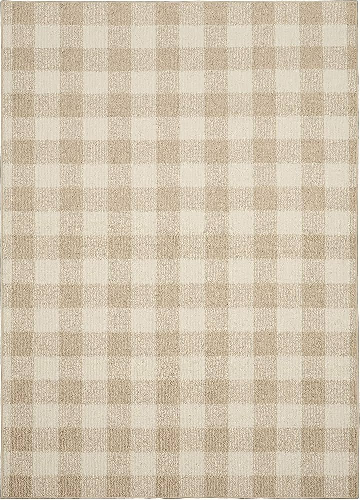 Garland Rug Country Living Buffalo Plaid Area Rug, 5-Feet by 7-Feet, Tan/Ivory | Amazon (US)