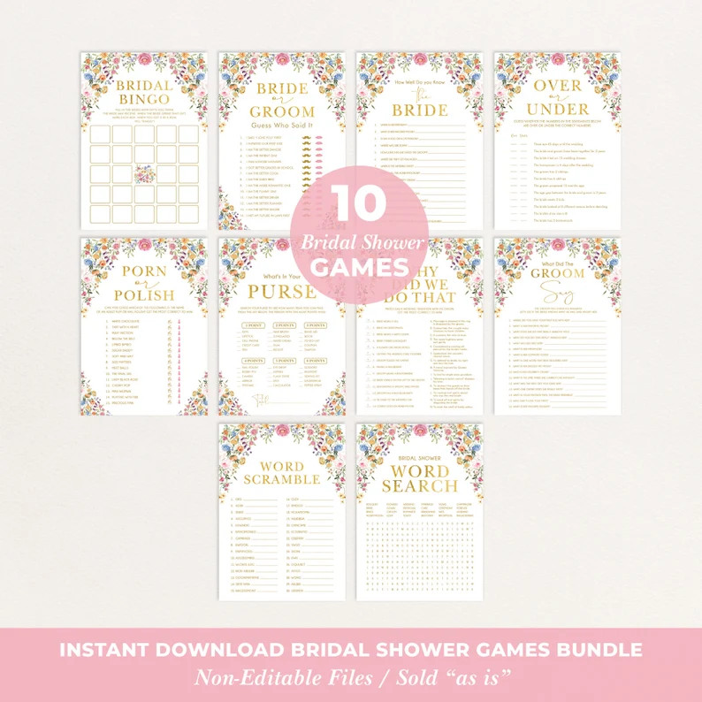 Wildflower Bridal Shower Games Bundle Colorful Spring Garden - Etsy | Etsy (US)