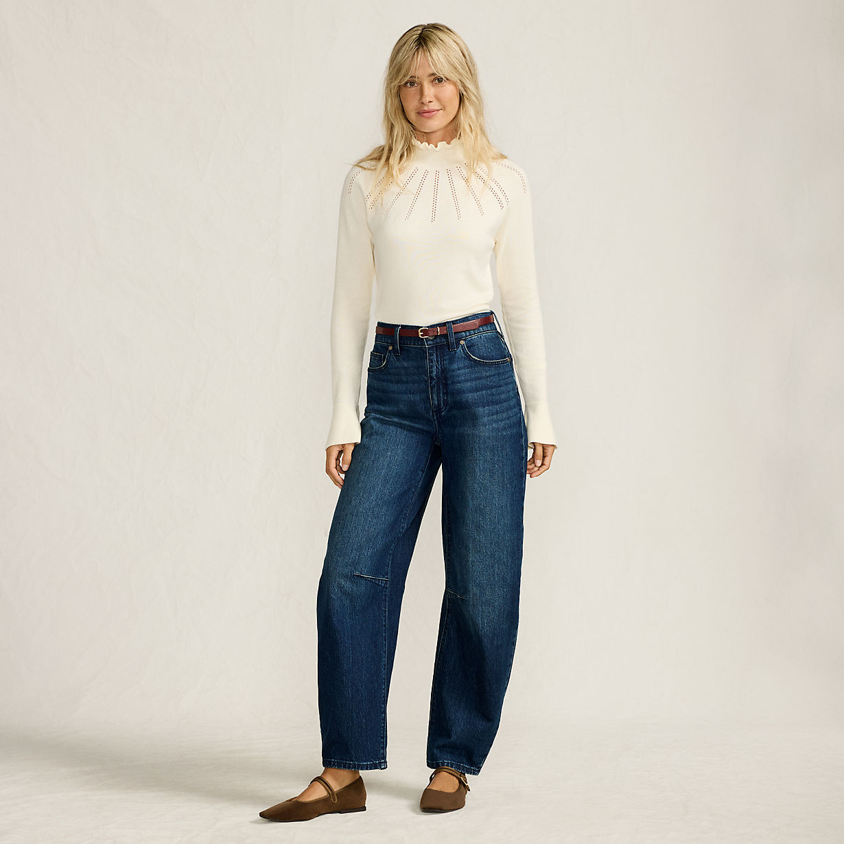 Women's Soft Denim Relaxed Barrel Leg Ankle Jeans | Lands' End (US)