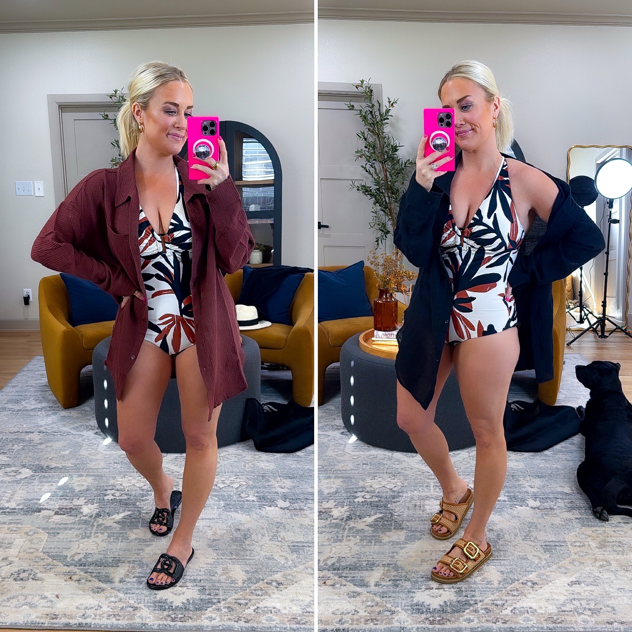 Target one piece swimsuit - small Gauze button down coverup - small Sandals

#LTKStyleTip #LTKSwim #LTKFindsUnder50