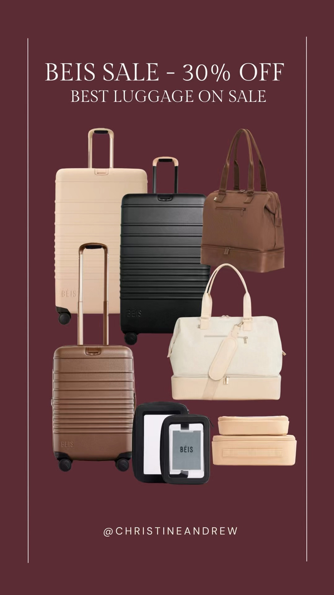 Beis sale - 30% off sitewide!  My favorite luggage on sale - these would make amazing gifts!

Beis suitcase, Beis luggage, Beis sale, Beis Black Friday, Beis favorites, carry on suitcase, cute suitcase, gift for her, teen girl gift, tween girl gift, weekender bag, Christine Andrew 

#LTKTravel #LTKCyberWeek #LTKSaleAlert