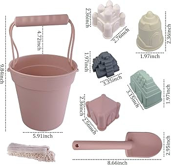 Santoy Silicone Beach Toys for Kids|Baby Beach Set for Summer|5 Sand Molds|Sand Castle, Bucket Sh... | Amazon (US)