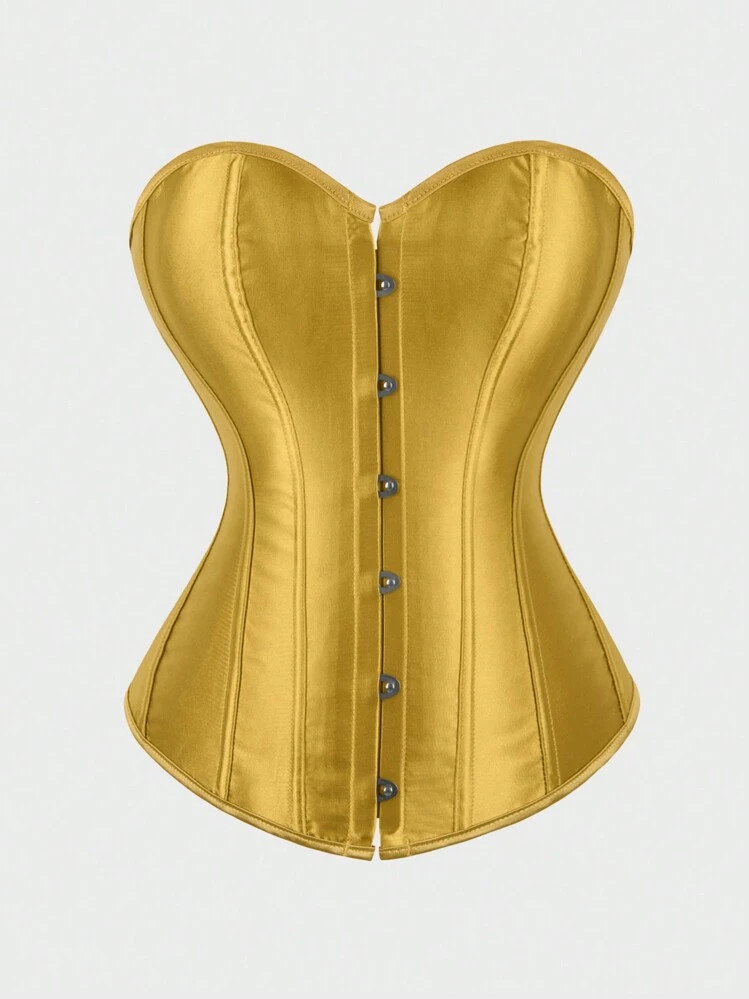 Corset Top Strapless Corset Bodyshaper Bustier Lingerie Satin Lace Up Boned Corset Vintage Corset... | SHEIN