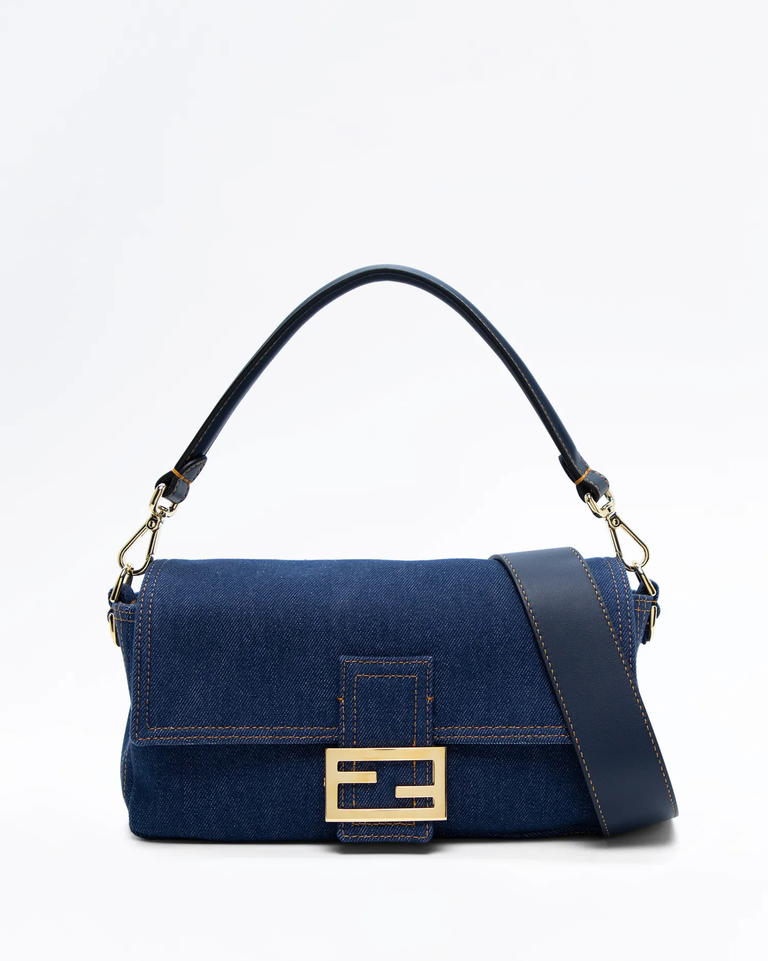 Reversible Denim Medium Baguette Bag | Vivrelle