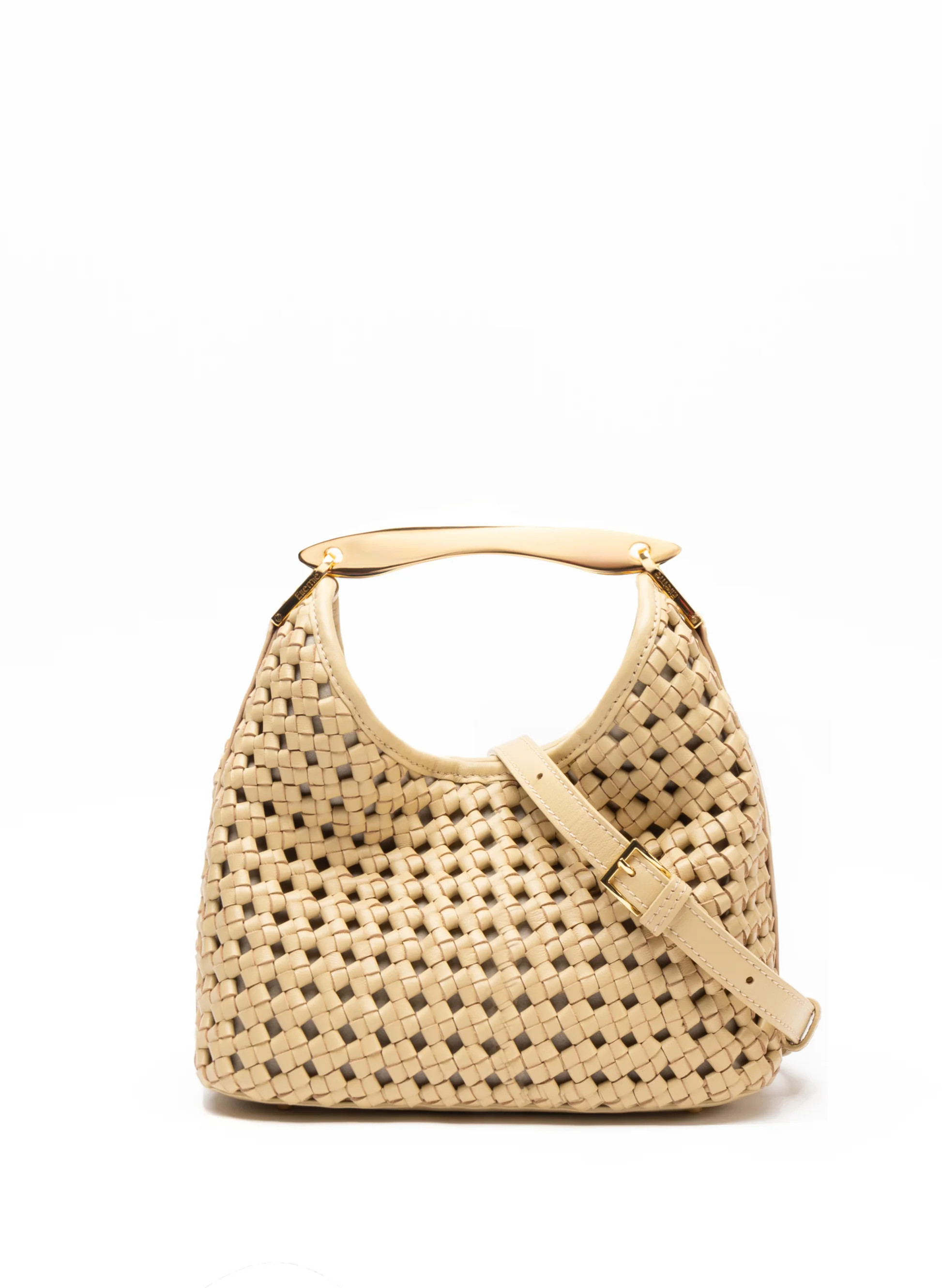 Small Boomerang Woven Leather Butter - French Woven Handbags - Elleme | Elleme