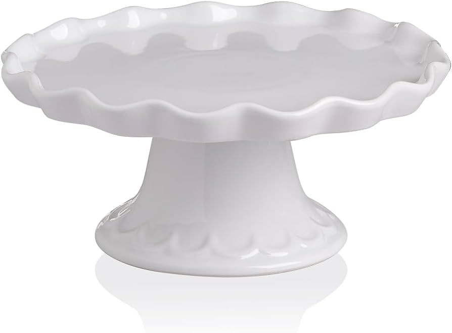 Sweejar Porcelain Cake Stand, Dessert Table Display Plate for 8-Inch Cake, Round Cupcake Stand wi... | Amazon (US)