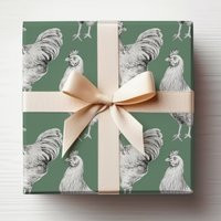 Green Chicken Wrapping Paper Roll Chickens, Vintage Chickens Paper, Christmas Gift Roll | Etsy (US)