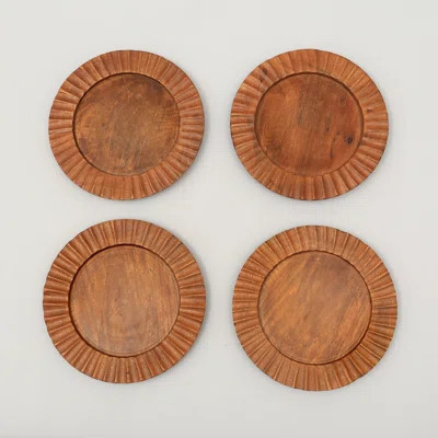 Handcrafted 13" Wood Charger Plate| Wooden Dinning Placemat|Artisan Wood Tableware-Set Of 4 | Wayfair North America