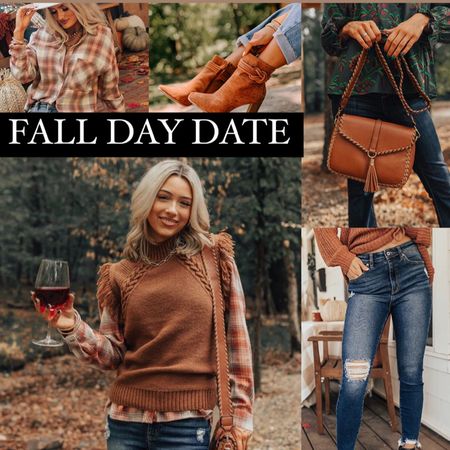 Fall day date outfit from shop impressions! 🧡🍁🎃

Sweater vest, tassel, crossbody, distressed denim, plaid, suede booties, rust, burnt orange, fall vibes.

#LTKworkwear #LTKSeasonal #LTKSale