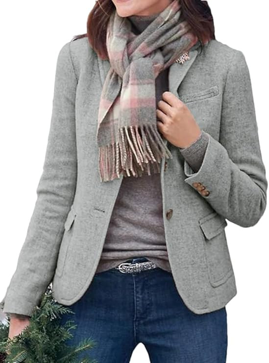 BZB Women's Casual Blazers Long Sleeve Lapel Open Front Work Office Bussiness Warm Blazer Jackets | Amazon (US)