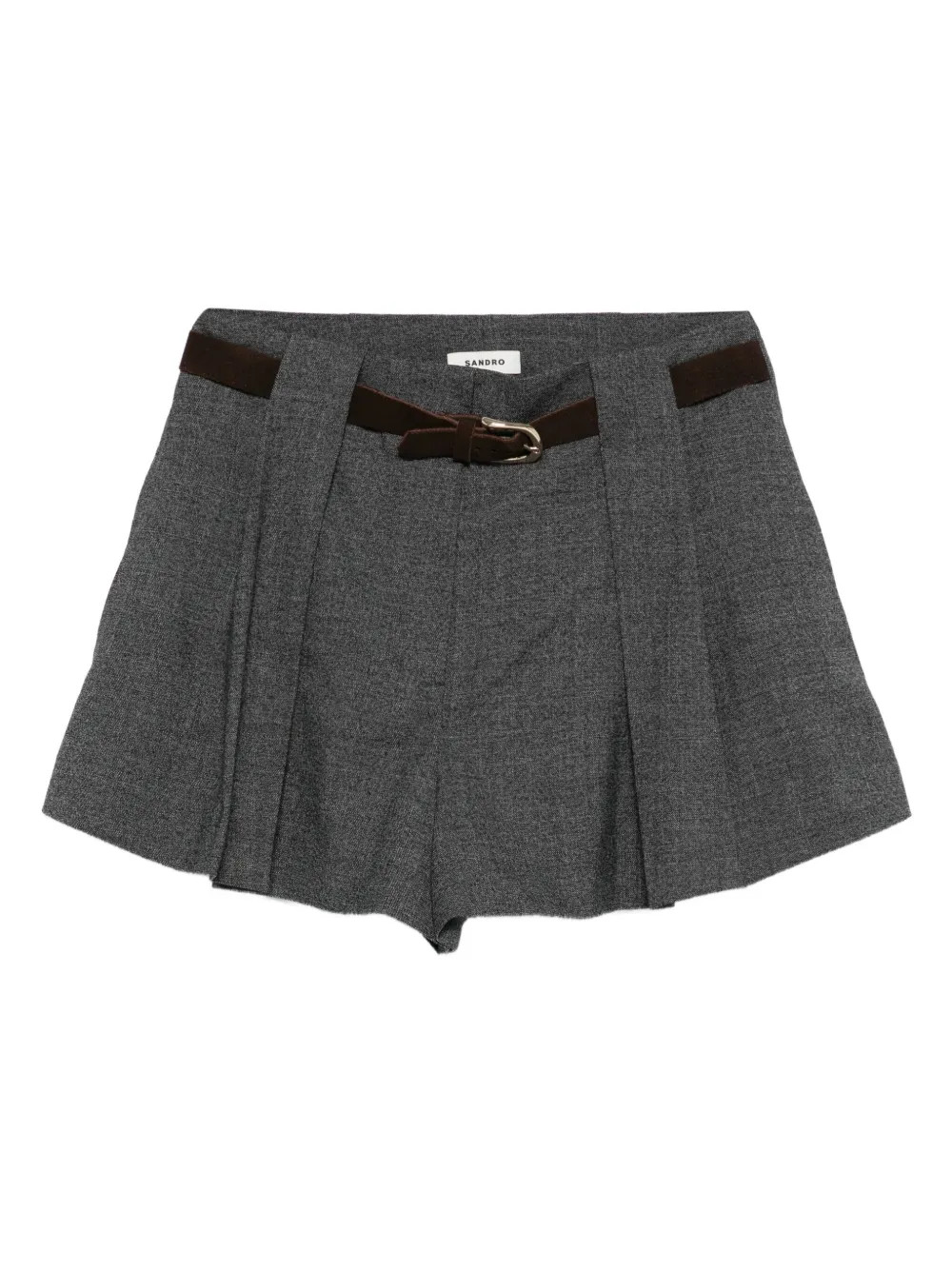 SANDRO Pleated Belted Shorts | Grey | FARFETCH AU | Farfetch Global