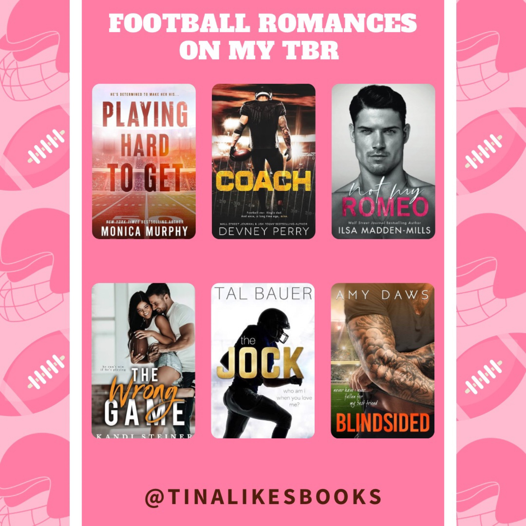 Football romances on my TBR! 

#tinalikesbooks #bookstagram #booksbooksbooks #bookstagrammer #booktok #bookinfluencer #bookfluencer #bookreviews #bookreviewer #romancebooklover #bookaesthetic #pinkaesthetic #LTKbooks 

#LTKSale 