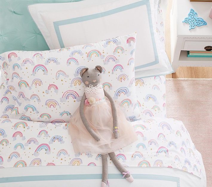 Rainbow Cloud Organic Flannel Sheet Set & Pillowcases | Pottery Barn Kids