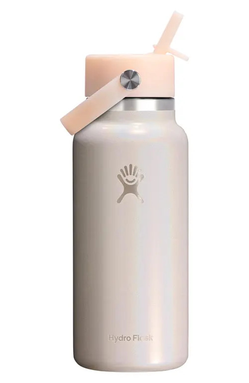 Hydro Flask 32-Ounce Wide Mouth Flex Straw Cap Bottle in Glimmer Cream at Nordstrom | Nordstrom