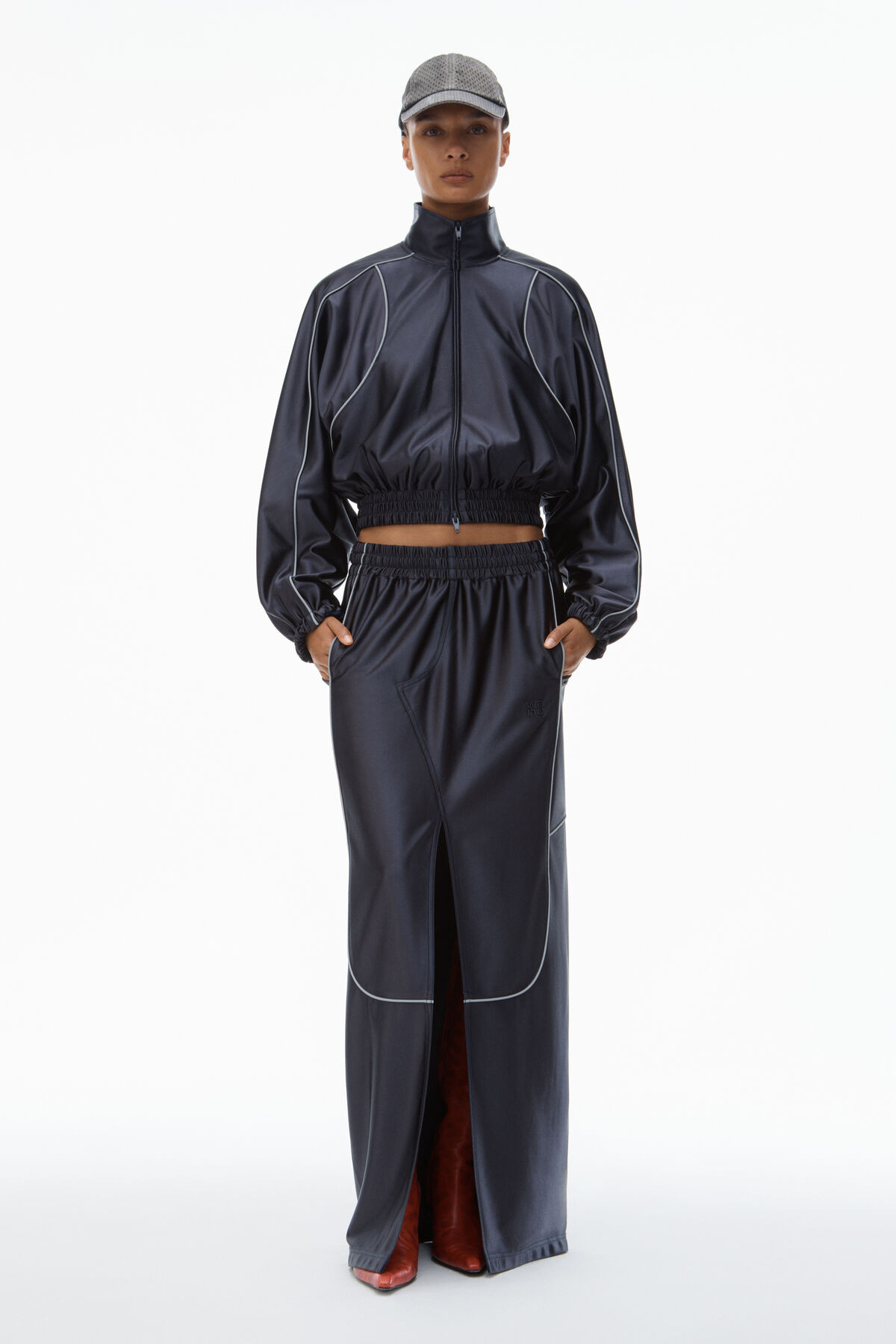 Deconstructed Track Jacket in Satin Faille Jersey | Alexander Wang