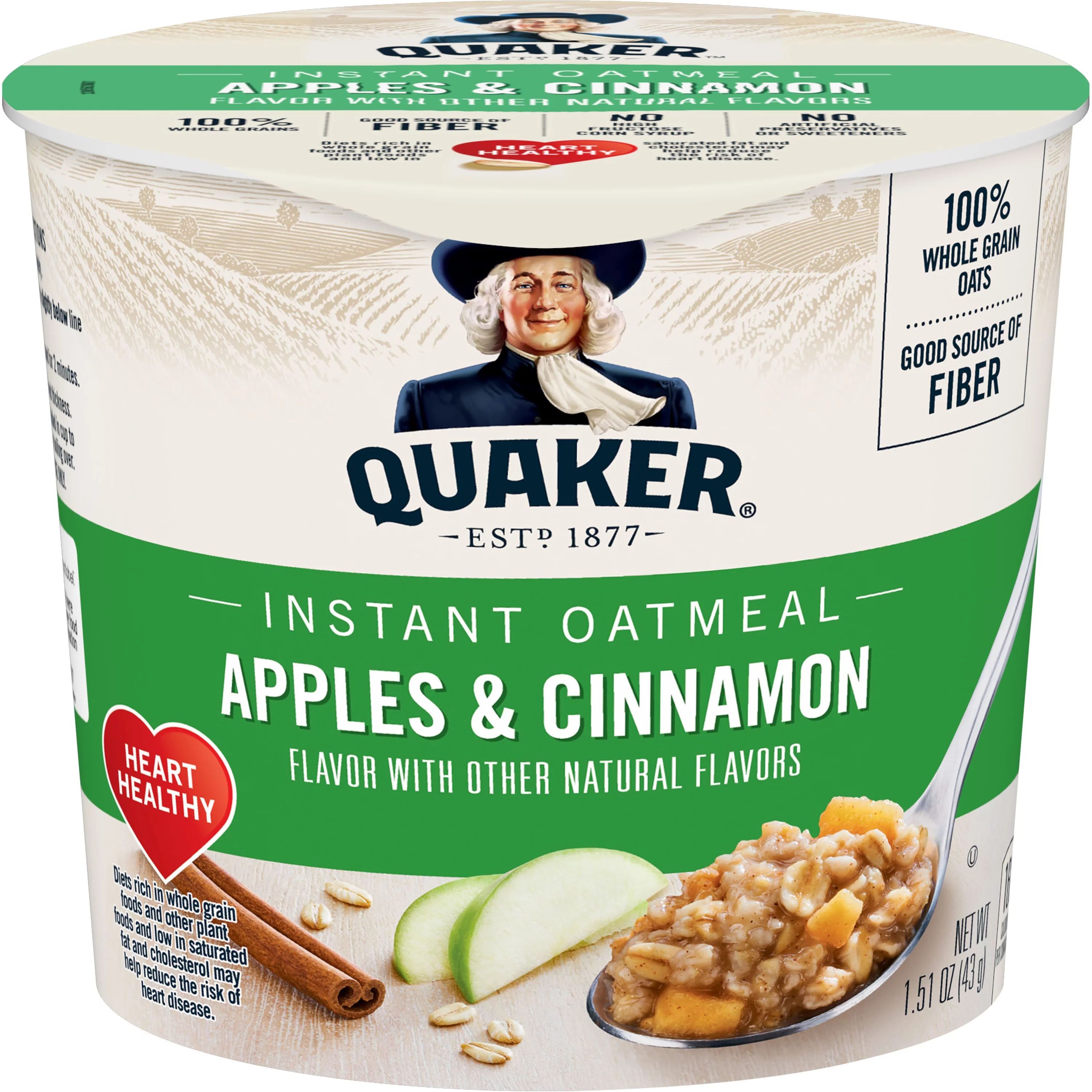 Quaker Instant Oatmeal Apples & Cinnamon Flavor 1.51 Oz - Walmart.com | Walmart (US)