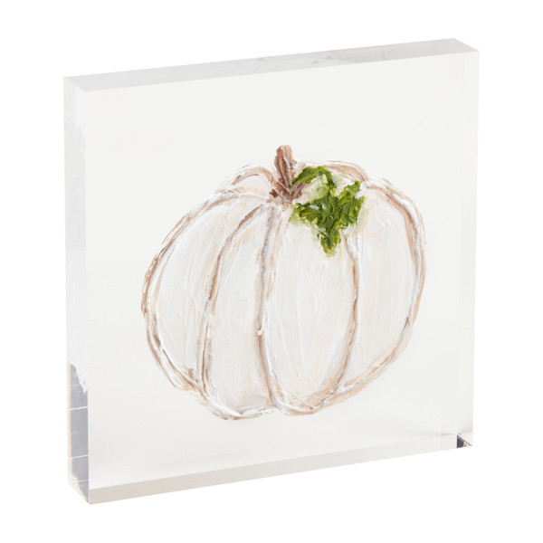 Cream Acrylic Pumpkin Plaque | Mud Pie