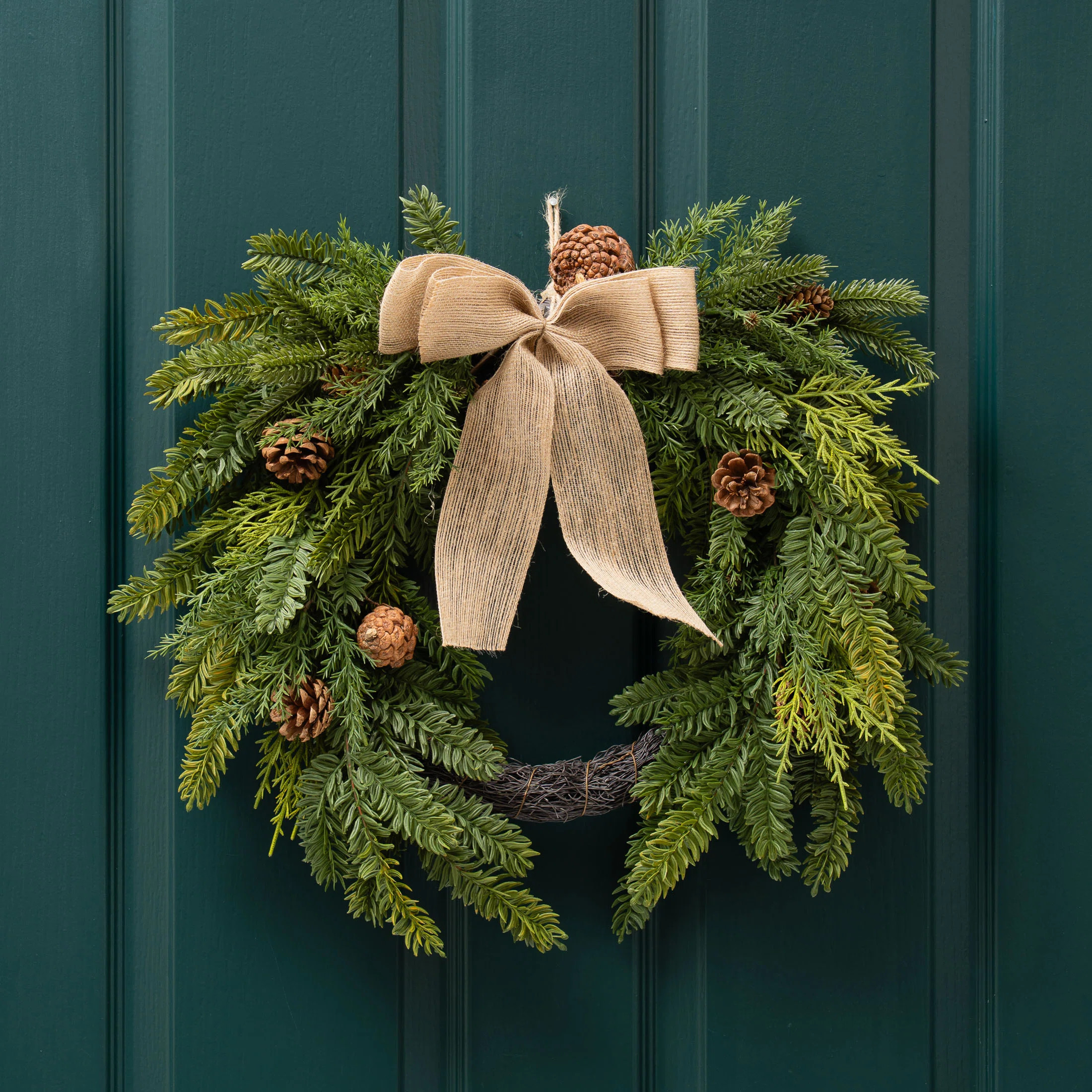 50cm Real Touch Wreath with Hessian Bow | Wayfair UK