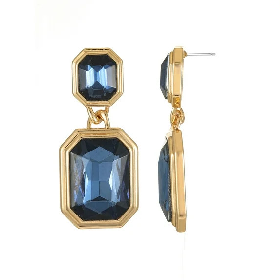Time and Tru Goldtone Blue Gemstone Statement Earring, Female, 1 Pair | Walmart (US)