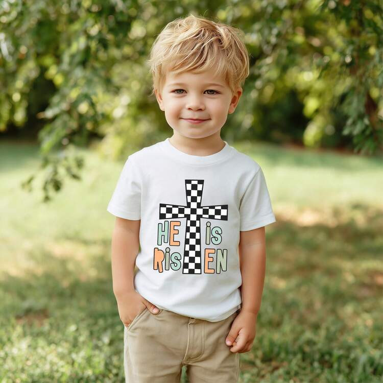 Kids Easter Outfit White T-Shirt Cute Bunny Rabbit Graphic Tee Easter Holiday Casual Shirt For Boys Girls, Easter Toddler Girl, Easter Outfits Girl, Easter Outfits For Boys, Easter Dresses Kids, Summer Clothes Teens, He Is Risen Easter Shirt Christian Tee For Kids Soft Breathable Round Neck Casual Summer Top, Machine Washable For Home Outdoor Sports, Easter Bunny Shirt, Playful Design, Comfortable Fit, Durable Material, Easter Gifts Kids, The Perfect Gift For Kids, Party Favors For Kids | SHEIN