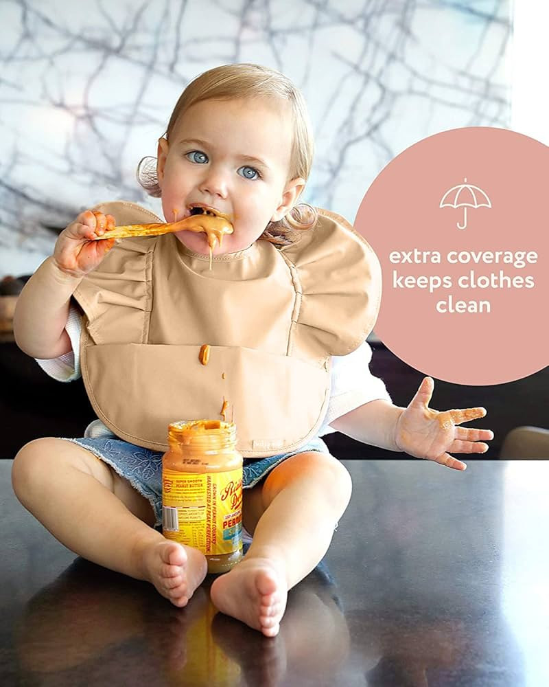 WILLOW + SIM Waterproof Baby Bib for Baby Girl - Better Than Silicone, Wipe Clean and Washable | Amazon (US)