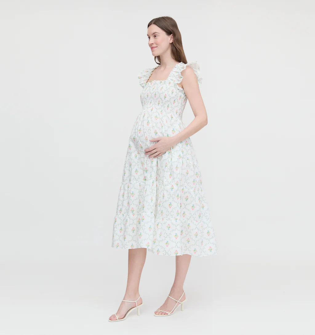 The Maternity Ellie Nap Dress - Pastel Trellis | Hill House Home US