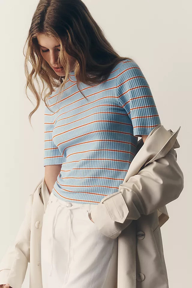 By Anthropologie Ribbed Mock-Neck Top | Anthropologie (US)
