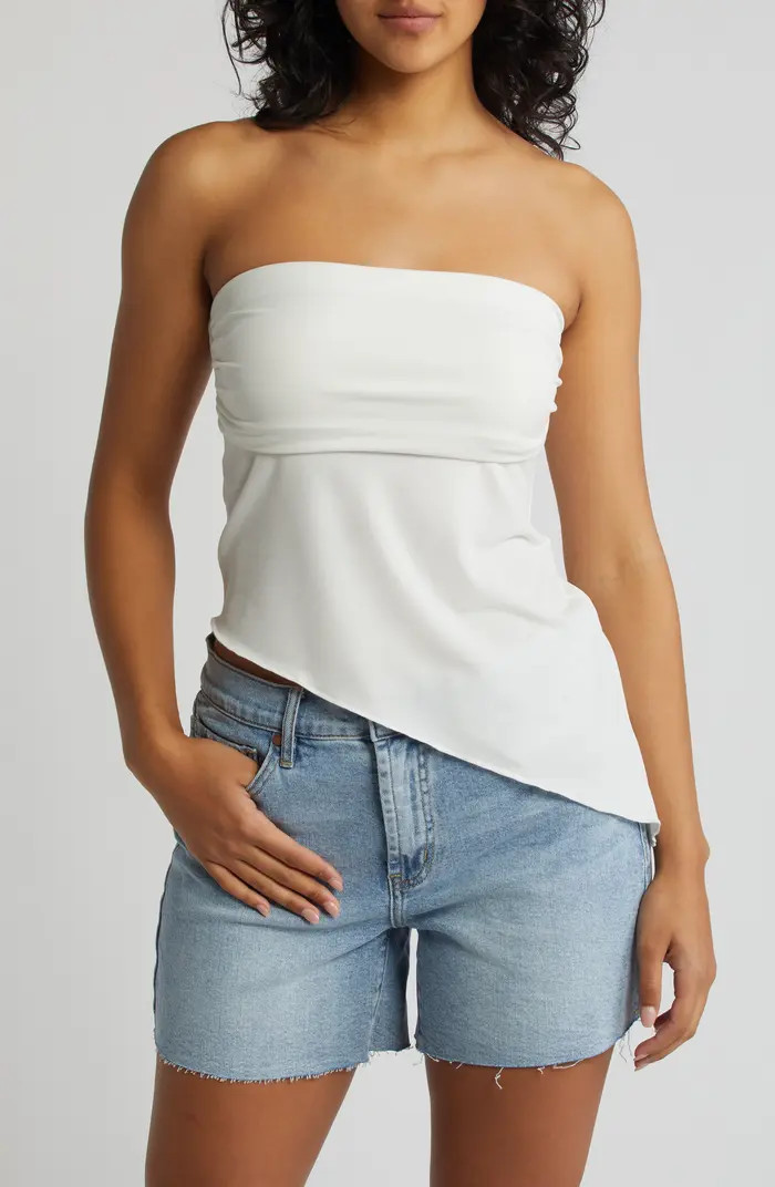 Asymmetric Strapless Mesh Top | Nordstrom